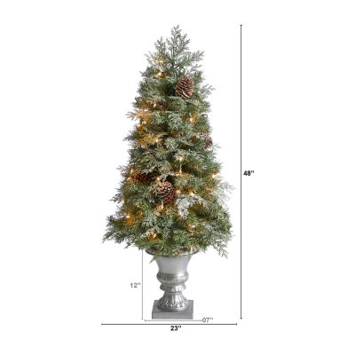 Nearly Natural Faux 4 Foot Pre-Lit Pine Christmas Tree