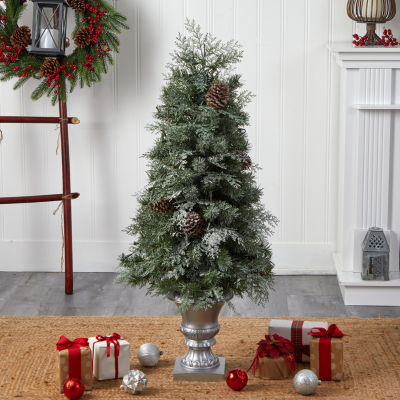 Nearly Natural Faux 4 Foot Pre-Lit Pine Christmas Tree