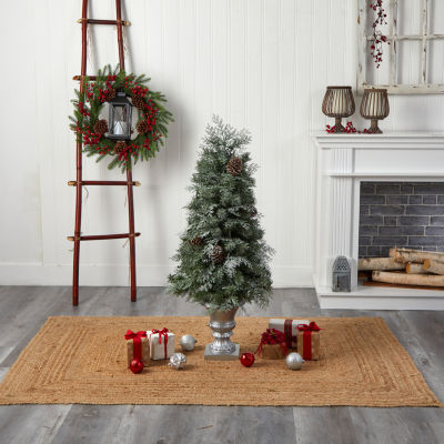 Nearly Natural Faux 4 Foot Pre-Lit Pine Christmas Tree