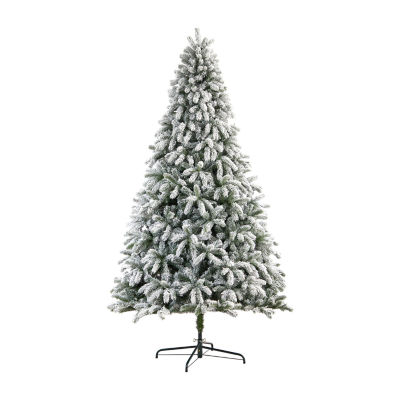 Nearly Natural Flocked Faux 9 Foot Pre-Lit Spruce Christmas Tree