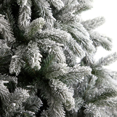 Nearly Natural Flocked Faux 9 Foot Pre-Lit Spruce Christmas Tree