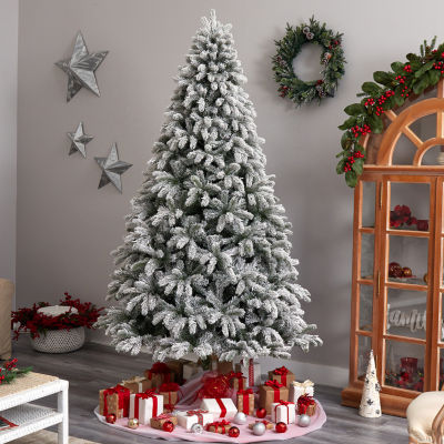 Nearly Natural Flocked Faux 9 Foot Pre-Lit Spruce Christmas Tree