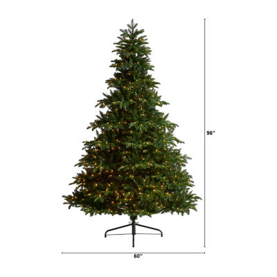 Nearly Natural Faux 8 Foot Pre-Lit Spruce Christmas Tree