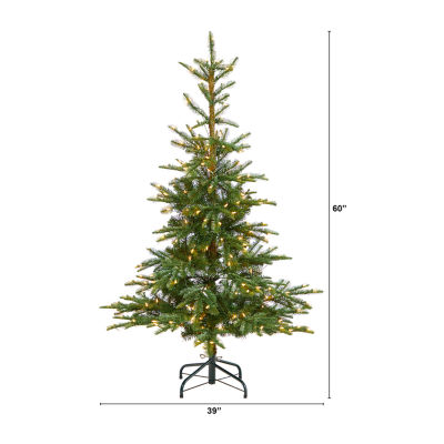 Nearly Natural Layered Faux 5 Foot Pre-Lit Spruce Christmas Tree