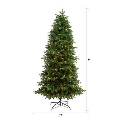 Nearly Natural Faux 7 Foot Pre-Lit Fir Christmas Tree