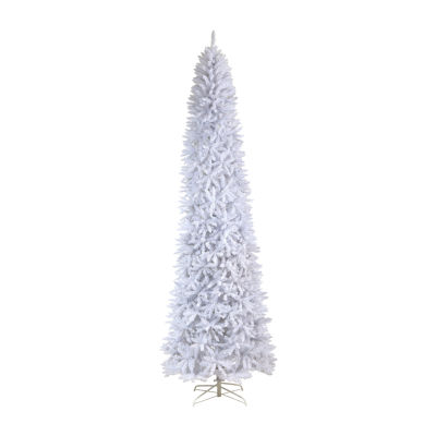 Nearly Natural Slim White Faux 11 Foot Pre-Lit Christmas Tree