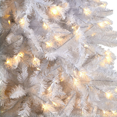 Nearly Natural Slim White Faux 11 Foot Pre-Lit Christmas Tree