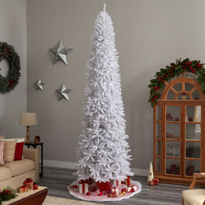 Nearly Natural Slim White Faux 11 Foot Pre-Lit Christmas Tree