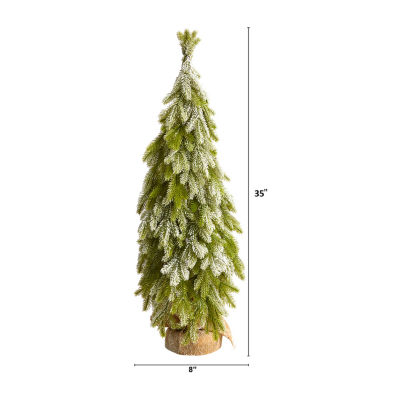 Nearly Natural Flocked Down Swept Faux 3 Foot Christmas Tree