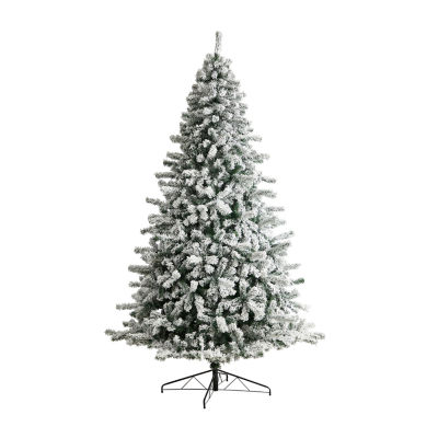 Nearly Natural Flocked 9 Foot Pre-Lit Spruce Christmas Tree