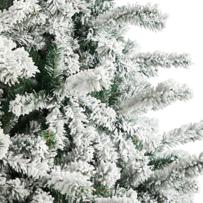 Nearly Natural Flocked 9 Foot Pre-Lit Spruce Christmas Tree