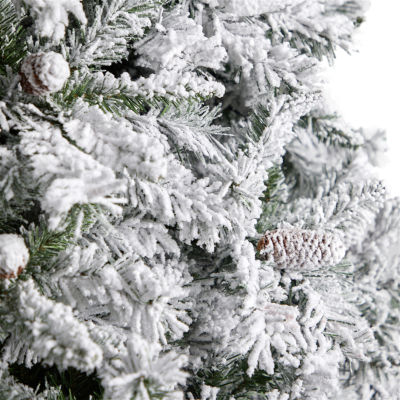 Nearly Natural Flocked Faux 10 Foot Pre-Lit Pine Christmas Tree