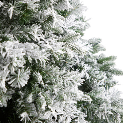 Nearly Natural Flocked Mixed Faux 10 Foot Pre-Lit Pine Christmas Tree