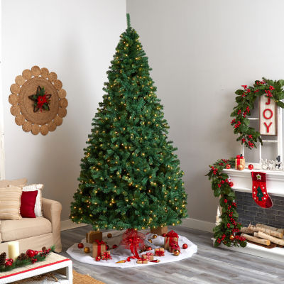 Nearly Natural Faux 10 Foot Pre-Lit Christmas Tree