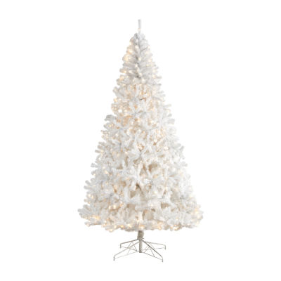 Nearly Natural White Faux 9 Foot Pre-Lit Christmas Tree