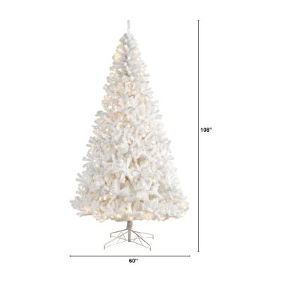 Nearly Natural White Faux 9 Foot Pre-Lit Christmas Tree