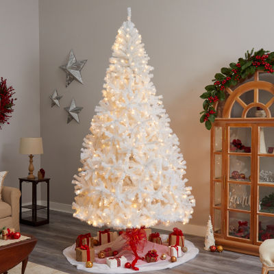 Nearly Natural White Faux 9 Foot Pre-Lit Christmas Tree