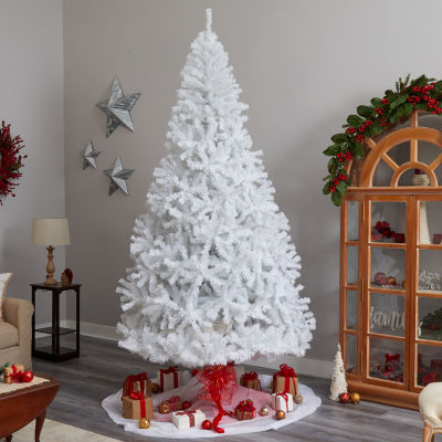 Nearly Natural White Faux 9 Foot Pre-Lit Christmas Tree