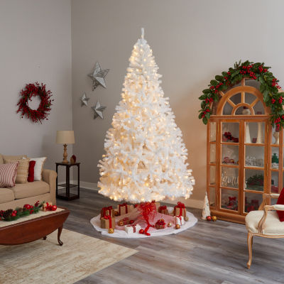 Nearly Natural White Faux 9 Foot Pre-Lit Christmas Tree