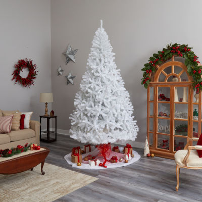 Nearly Natural White Faux 9 Foot Pre-Lit Christmas Tree