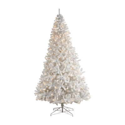 Nearly Natural White Faux 10 Foot Pre-Lit Christmas Tree