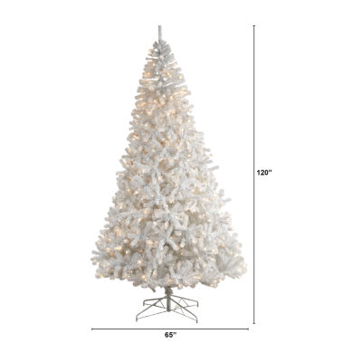 Nearly Natural White Faux 10 Foot Pre-Lit Christmas Tree