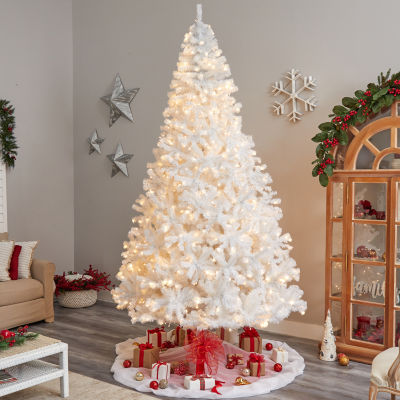 Nearly Natural White Faux 10 Foot Pre-Lit Christmas Tree