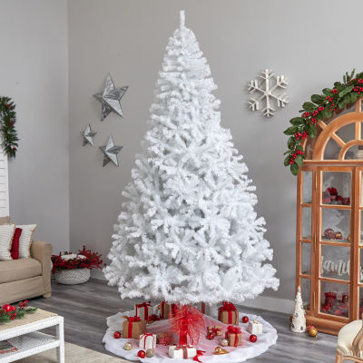 Nearly Natural White Faux 10 Foot Pre-Lit Christmas Tree