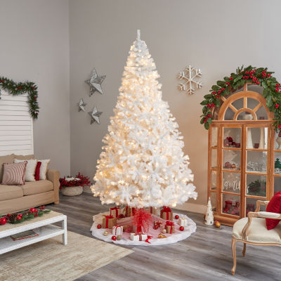 Nearly Natural White Faux 10 Foot Pre-Lit Christmas Tree