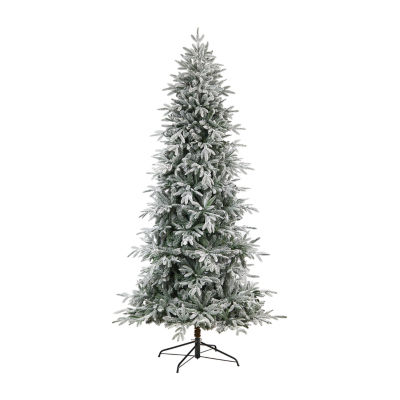 Nearly Natural Flocked Faux 8 1/2 Foot Pre-Lit Spruce Christmas Tree