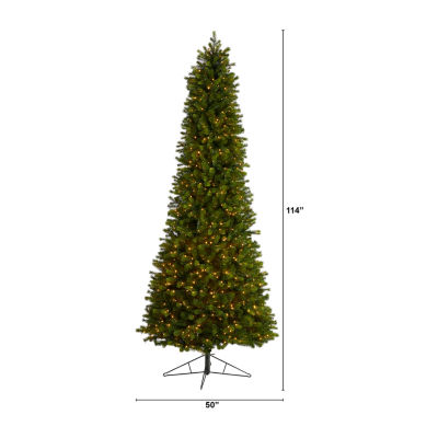 Nearly Natural Slim Faux 9 1/2 Foot Pre-Lit Spruce Christmas Tree