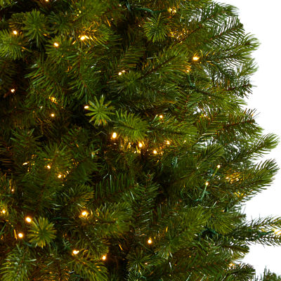 Nearly Natural Slim Faux 9 1/2 Foot Pre-Lit Spruce Christmas Tree