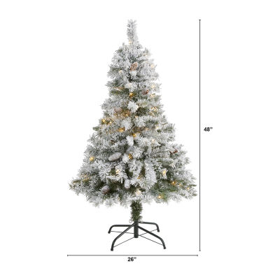 Nearly Natural Faux 4 Foot Pre-Lit Pine Christmas Tree