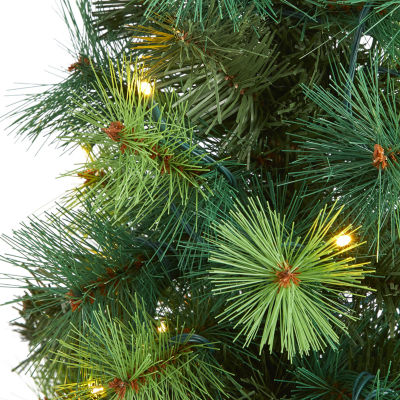 Nearly Natural Faux 4 Foot Pre-Lit Pine Christmas Tree