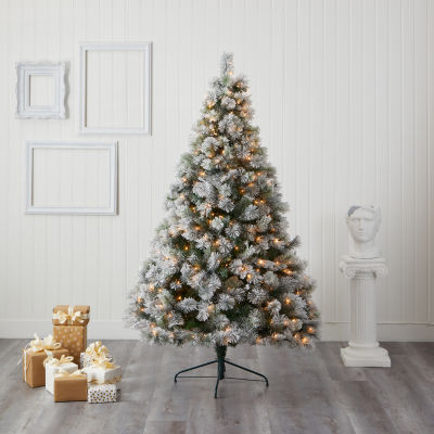 Nearly Natural Faux 7 Foot Pre-Lit Pine Christmas Tree