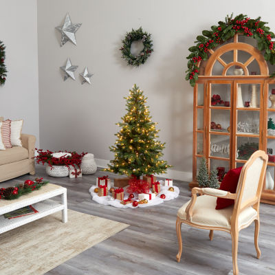 Nearly Natural Faux 5 Foot Pre-Lit Spruce Christmas Tree