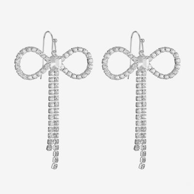 Bijoux Bar Silver Tone Glass Bow Drop Earrings