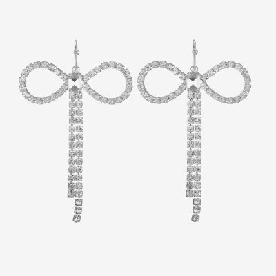 Bijoux Bar Silver Tone Womens Glass Bow Drop Earrings