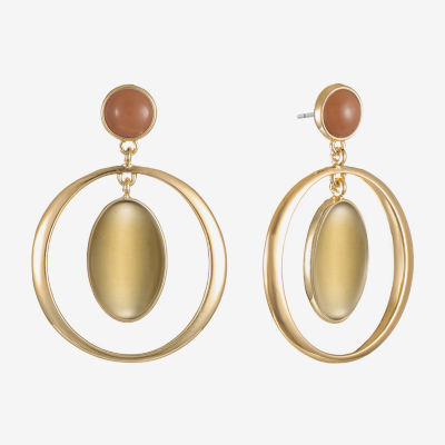 Liz Claiborne Gold Tone Orbital Oval Drop Earrings