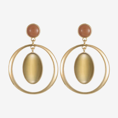 Liz Claiborne Gold Tone Orbital Oval Drop Earrings