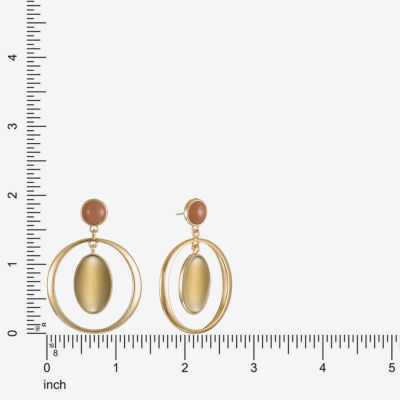 Liz Claiborne Gold Tone Orbital Oval Drop Earrings