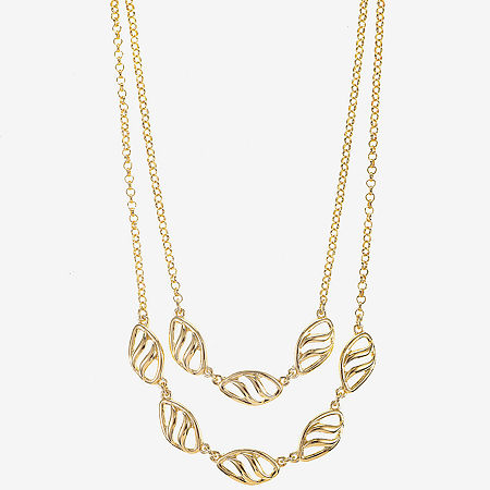 Liz Claiborne Open Work Layered Gold Tone Strand Necklace, One Size, Yellow