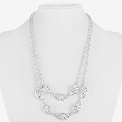 Liz Claiborne Open Work Layered Womens Gold Tone 17 Inch Strand Necklace
