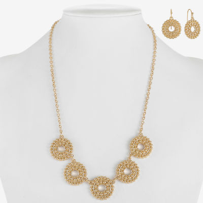 Liz Claiborne Collar Necklace And Drop Earring 2-pc. Round Jewelry Set