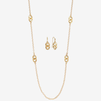 Liz Claiborne Station Necklace And Drop Earring Womens 2-pc. Jewelry Set