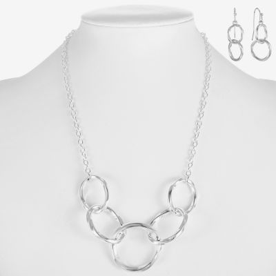 Liz Claiborne Collar Necklace And Drop Earring Gold Tone Round 2-pc. Jewelry Set