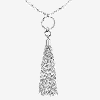 Liz Claiborne Tassel Womens Gold Tone 34 Inch Strand Necklace