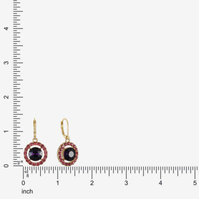 Monet Jewelry Gold Tone Glass Round Drop Earrings