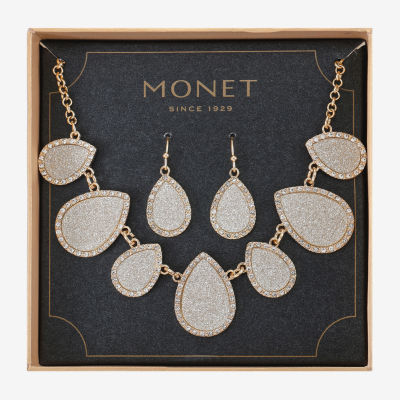 Monet Jewelry Two Tone Collar Necklace And Drop Earring 2-pc. Glass Jewelry Set