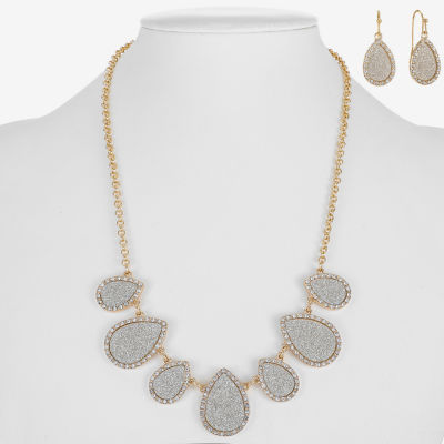 Monet Jewelry Two Tone Collar Necklace And Drop Earring 2-pc. Glass Jewelry Set